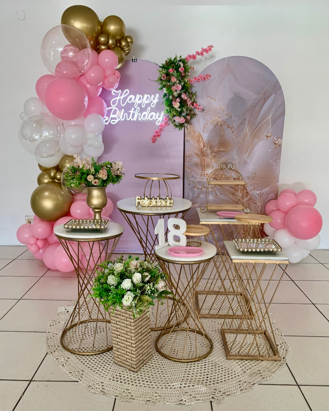 18 anos rosa e dourado 